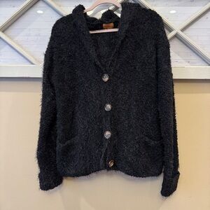 Pol-anthropology Hood Pockets Cuffed Long Sleeve‎ Knit Button Cardigan Sweater S